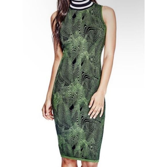 Guess Green Cowl Neck Sweater Dress M - Picture 1 of 5